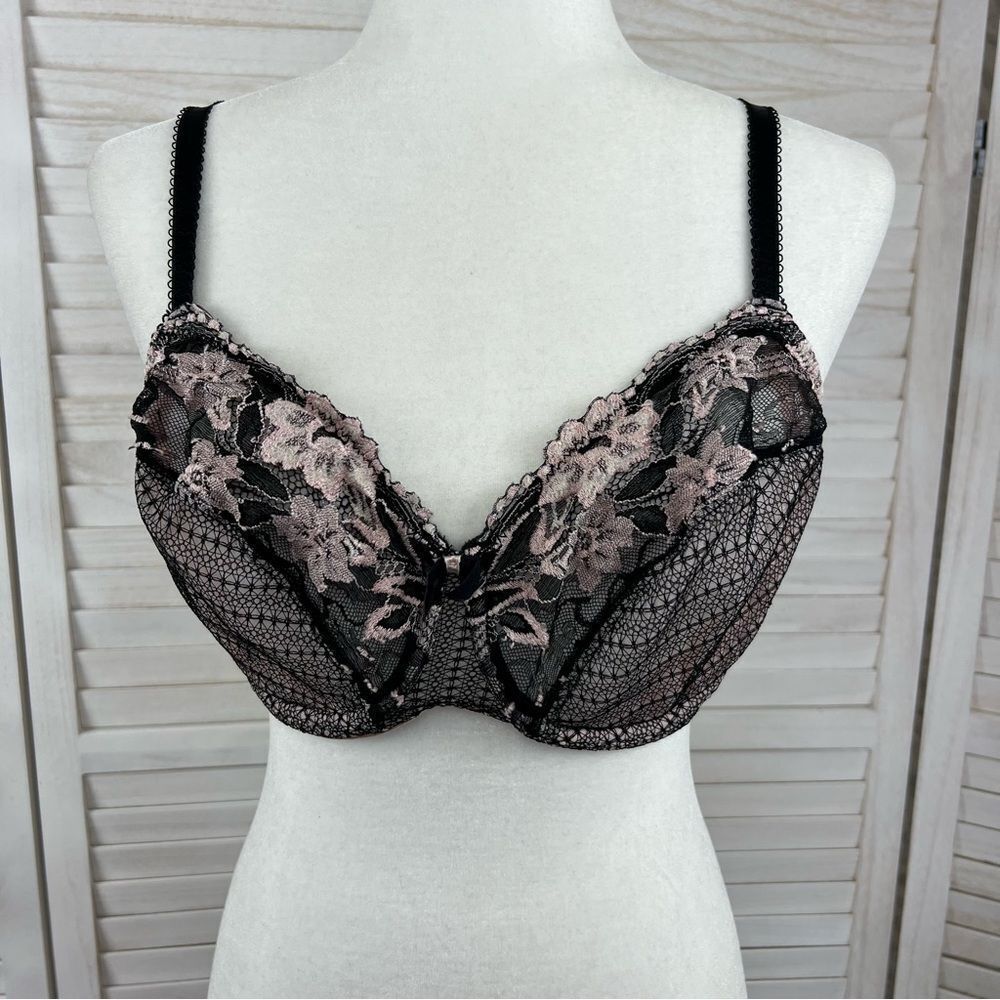 Soma Lunaire Pink Black Lace Underwire Bra 36DD